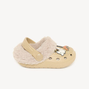 Chaussons garçon style sabot fourré et patch 