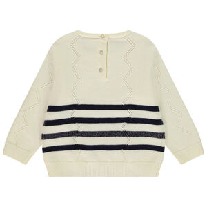 Pull en tricot rayé et ajouré pour bébé fille 