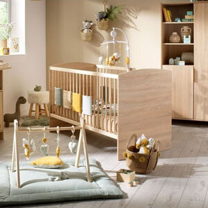 Lit évolutif Little Big Bed 140 x 70 cm Azur aspect chêne doré 