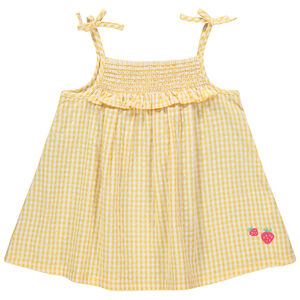 Top à fines bretelles et carreaux all-over 