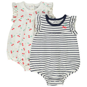 Lot de 2 combinaisons courtes en jersey pour bébé fille 