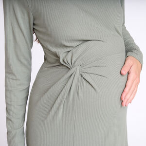 Robe manches longues en maille côtelée uni pour femme 