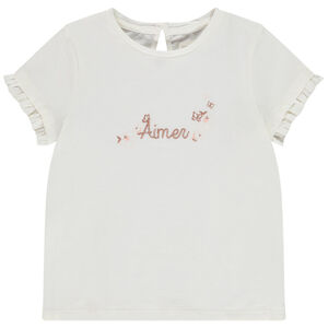 T-shirt manches courtes à broderie dorée pour fille 