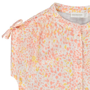 Chemise manches courte effet crépon imprimé fantaisie fille 