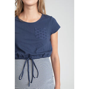 Nuisette de grossesse à rayures et poche style marin 