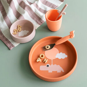 Coffret repas en silicone Happy Clouds papaye 