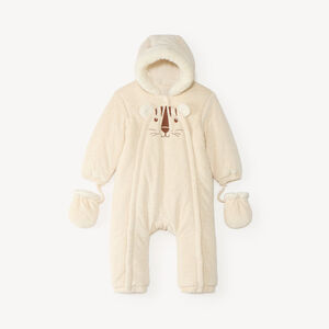 Combinaison pilote bébé en velours doublée sherpa motif tigre (finitions différentes selon l’âge) 