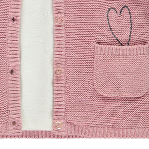 Veste à capuche en tricot avec broderie coeur pour bébé fille 