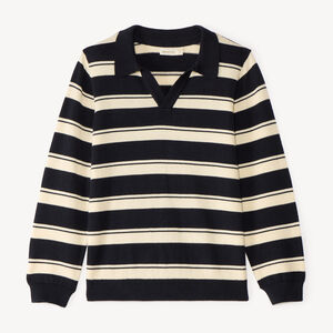 Pull garçon col polo style marinière 