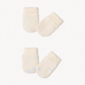 Lot de 2 paires de moufles de naissance unies pour bébé  