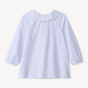 Chemise bébé fille à manches longues bouffantes et à rayures 