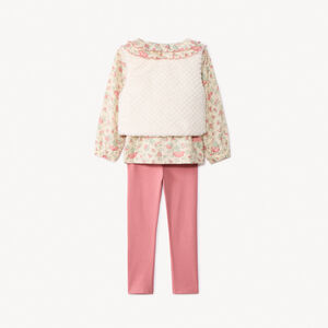 Ensemble 3 pièces avec tunique fleurie pour bébé fille 