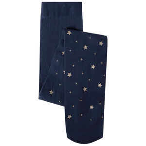 Collant uni à étoiles dorées printées 