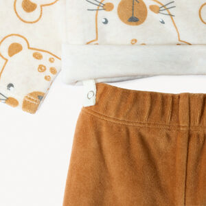 Set pyjama en velours imprimé pour bébé garçon avec finitions différentes selon l'âge 