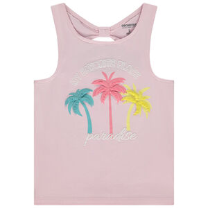Débardeur motif palmiers en relief et dos ajouré pour fille 