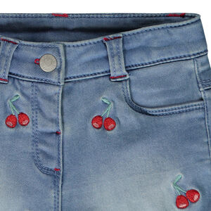 Short en denim avec broderies cerises pour bébé fille  
