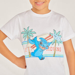 T-shirt manches courtes print Stitch Disney pour garçon 