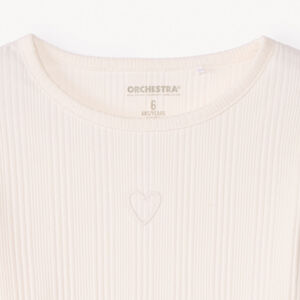 T-shirt manches longues avec cœur brodé pour fille   