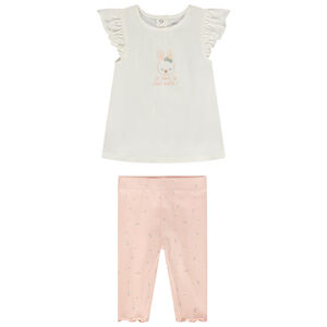 Ensemble 2 pièces tunique printée + corsaire imprimé pour bébé fille 