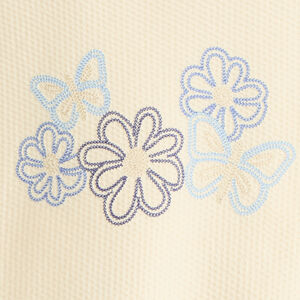 Sweat texturé fille broderies fleuries 