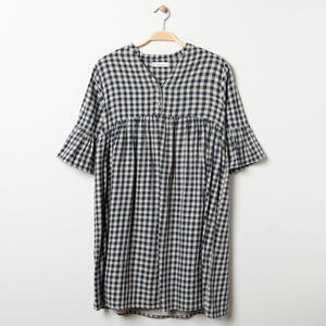 Robe de grossesse manches courtes à carreaux vichy 