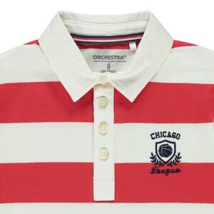 Polo à rayures avec sigle ballon de basket brodé pour garçon 