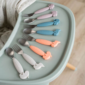 Set de 2 couverts Yummy Deer Friends bleu 