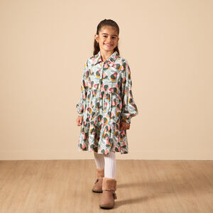 Robe chemise à manches longues imprimé floral pour fille 