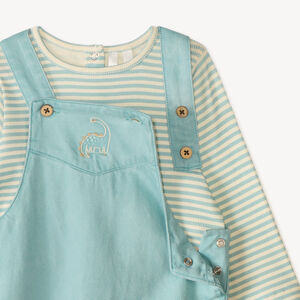 Ensemble salopette + t-shirt broderie dino pour bébé garçon 
