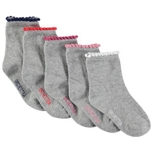 Lot de 5 paires de chaussettes à bord-côte fantaisie contrasté 