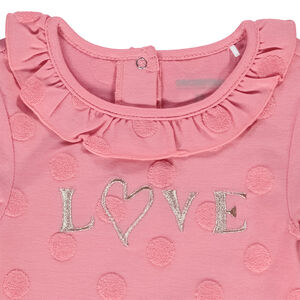 T-shirt manches longues en jersey avec pois en éponge pour bébé fille 