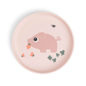 Assiette en silicone foodie Tiny Farm rose 