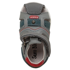 Nu-pieds en cuir à brides contrastées et scratch 