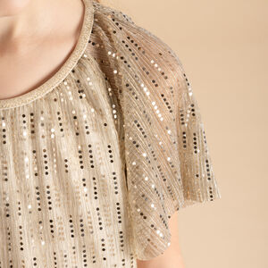 Robe de cérémonie à paillettes dorées pour fille 