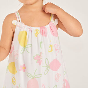 Robe à doubles bretelles imprimé citrons all-over pour bébé fille 
