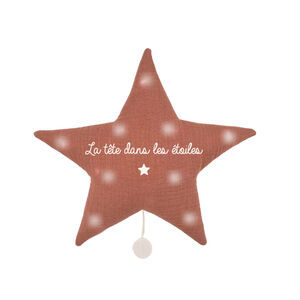 Veilleuse musicale étoile "La tête dans les étoiles" - Vieux rose 