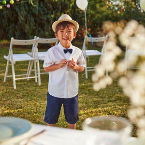 Chemise manches courtes de cérémonie + nœud papillon pour garçon 