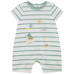 Combinaison courte rayée et printée pour bébé garçon 