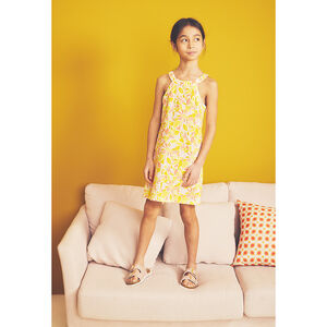Robe à bretelles imprimé floral rétro fille 