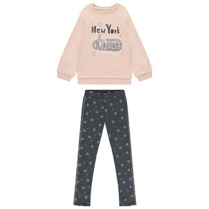 Ensemble jogging molleton motifs fleurs pour fille 