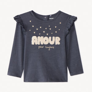 T-shirt manches longues à broderie bouclette pour bébé fille 