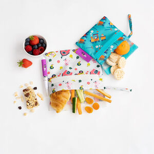 Set de 2 sacs à goûter Snack & Doodle avec tapis de dessins à l'eau Ferme/Trains 