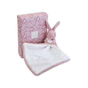 Petite peluche doudou lapin mouchoir rose 10 cm 