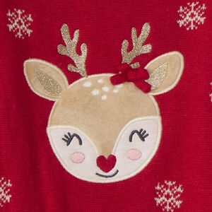 Pull de Noël en tricot jacquard doublé pour bébé fille 