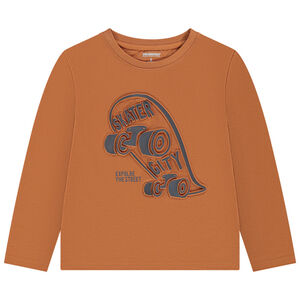 T-shirt manches longues motif fantaisie en relief pour garçon 