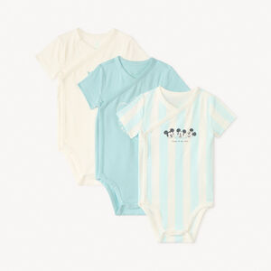 Lot de 3 bodies manches courtes Mickey Disney pour bébé garçon (ouvertures différentes selon l'âge) 