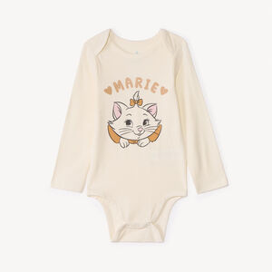 Lot de 3 bodies manches longues Marie Les Aristochats Disney pour bébé fille avec ouvertures différentes selon l'âge 