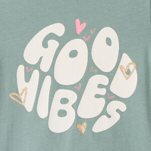 T-shirt manches courtes à print pailleté fille 