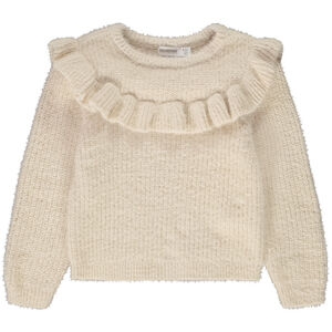 Pull en tricot perlé avec volant pour fille 