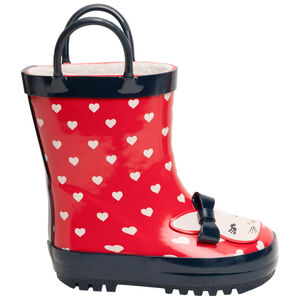 Bottes de pluie fille à coeurs imprimés et print lapin 